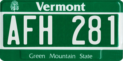 VT license plate AFH281