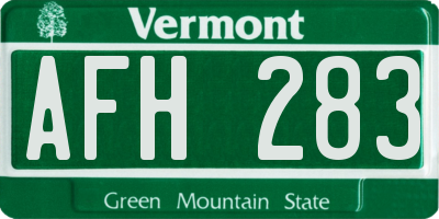 VT license plate AFH283