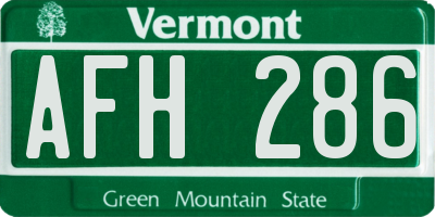 VT license plate AFH286
