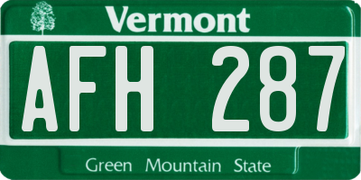 VT license plate AFH287