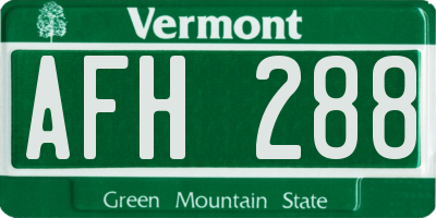 VT license plate AFH288