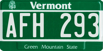VT license plate AFH293