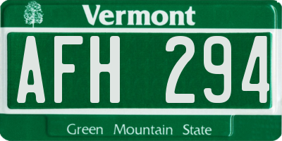 VT license plate AFH294