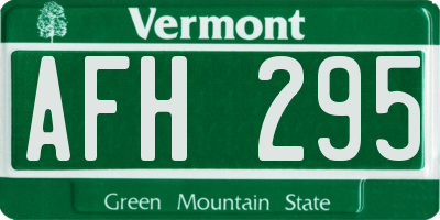 VT license plate AFH295