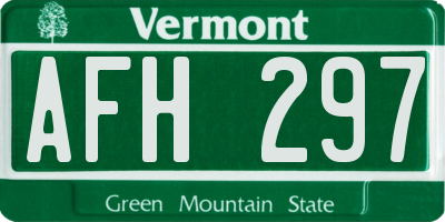 VT license plate AFH297