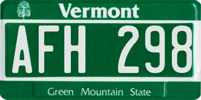 VT license plate AFH298