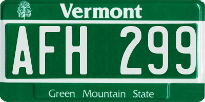 VT license plate AFH299
