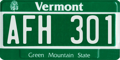 VT license plate AFH301