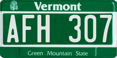 VT license plate AFH307