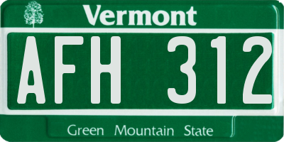 VT license plate AFH312