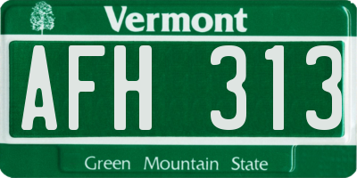 VT license plate AFH313
