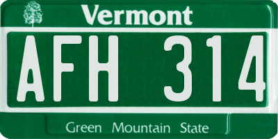 VT license plate AFH314
