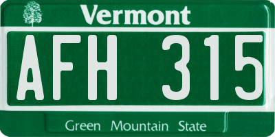 VT license plate AFH315