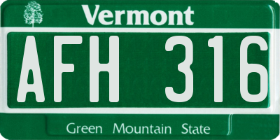 VT license plate AFH316