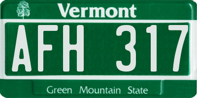 VT license plate AFH317