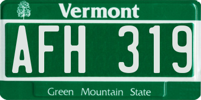 VT license plate AFH319