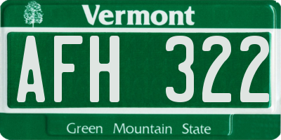 VT license plate AFH322