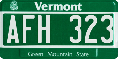 VT license plate AFH323