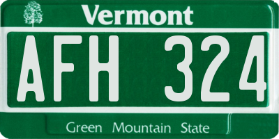 VT license plate AFH324