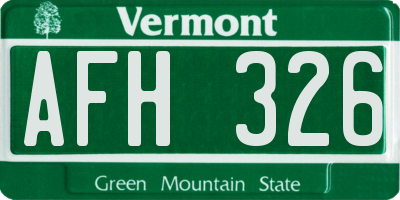 VT license plate AFH326