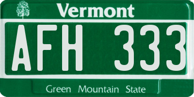 VT license plate AFH333