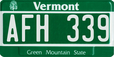 VT license plate AFH339