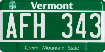 VT license plate AFH343