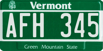 VT license plate AFH345