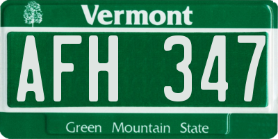 VT license plate AFH347