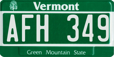 VT license plate AFH349