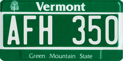 VT license plate AFH350