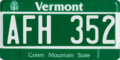 VT license plate AFH352