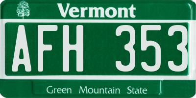 VT license plate AFH353