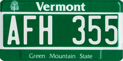 VT license plate AFH355