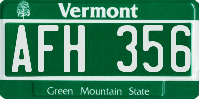 VT license plate AFH356
