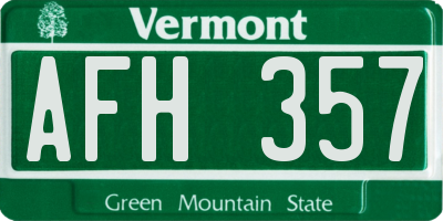 VT license plate AFH357