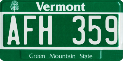 VT license plate AFH359