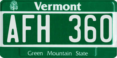 VT license plate AFH360