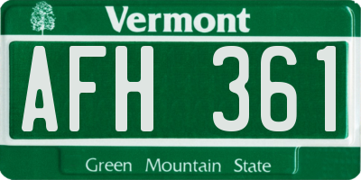 VT license plate AFH361