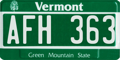 VT license plate AFH363