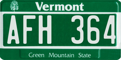 VT license plate AFH364