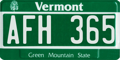 VT license plate AFH365