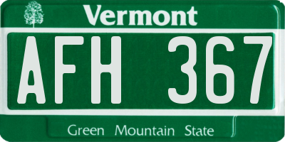 VT license plate AFH367
