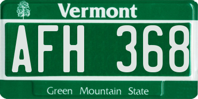 VT license plate AFH368