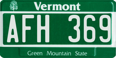 VT license plate AFH369