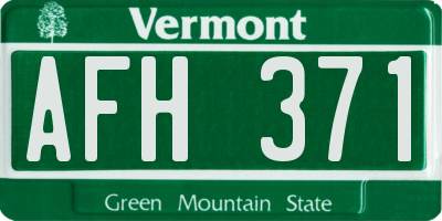 VT license plate AFH371