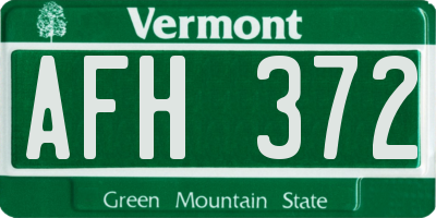 VT license plate AFH372