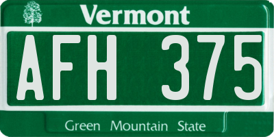 VT license plate AFH375