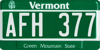 VT license plate AFH377