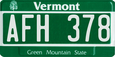 VT license plate AFH378